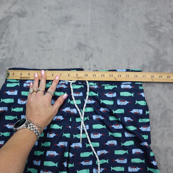 St Johns Bay Shorts Mens M Blue All Over Print Drawstring Mid Waist Swim Trunks - Picture 3 of 16